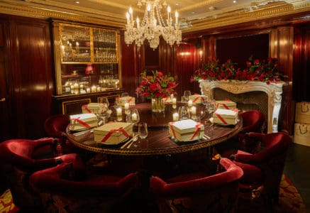 The ultimate private dining room called Salon Noir, blends luxurious antiquity with a graceful décor